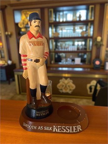 Kessler Chalkware Smooth as Silk Baseball Player Whisky Advertising Figurine
