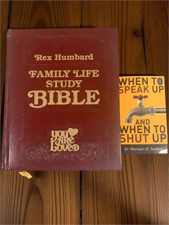 Rex Humbard Family Life Study Bible & Funny Sign