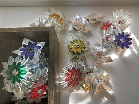 Foil Clip On Reflectors for Christmas Lights Star & Flower Shapes Various Sizes