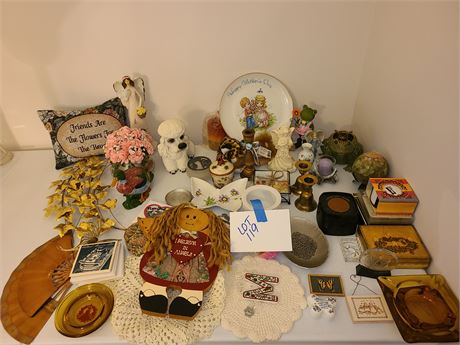 Large Mixed Decor Lot:Plate/Ashtrays/Figurines/Trinket Boxes & More