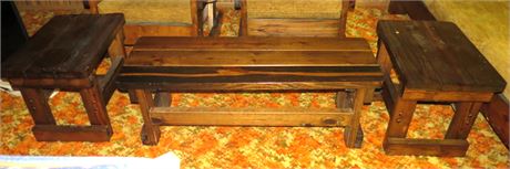 Wood Coffee Table & End Tables
