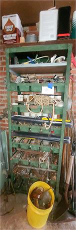 Industrial Heavy Duty Tool & Parts Shelf Full of Hardware/Metal/Cleaners & More