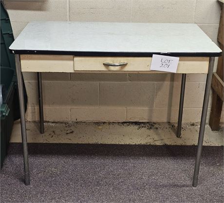 1950's Gray Enamel Top Kitchen Table