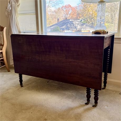 Handcrafted Walnut Gateleg Drop Leaf Dining Table - 46 x 21.5 x 30"T