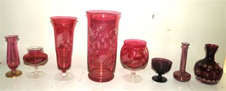 Assorted Red & Purple Vases