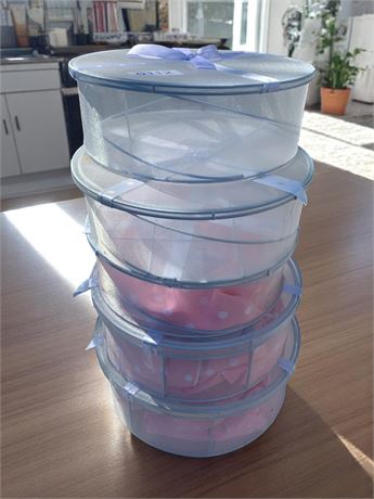 Sheer Collapsable Storage Unit With Clothing, Robe, Slippers, Bag Tags & More