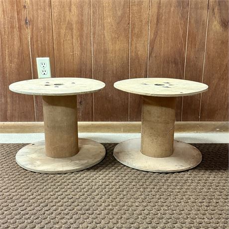 Pair of Vintage Industrial Spools - 16" x 13T