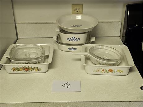 Corningware Blue Cornflower, Spice Of Life, & Wild Flower Casseroles Sizes Vary