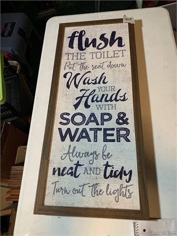 Wood Framed Bathroom/Powder Room Sign "Always Be Neat And Tidy"