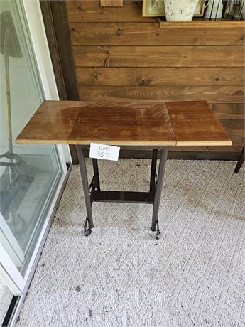 Wood & Metal Frame Drop Leaf Utility Cart