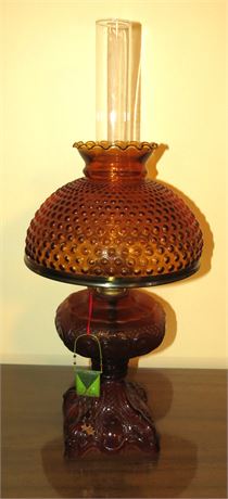 Vintage Amber Oil Lamp