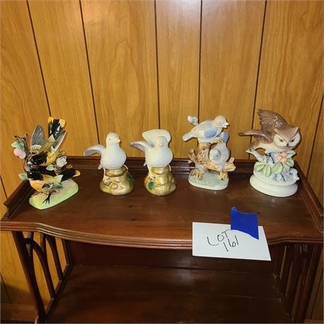 Bird Figurine Lot: Doves / Owl & More