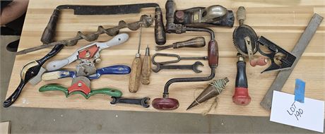 Mixed Lot of Antique Vintage Tools:Stanley 110 / Hand Drill / Wood Planes & More