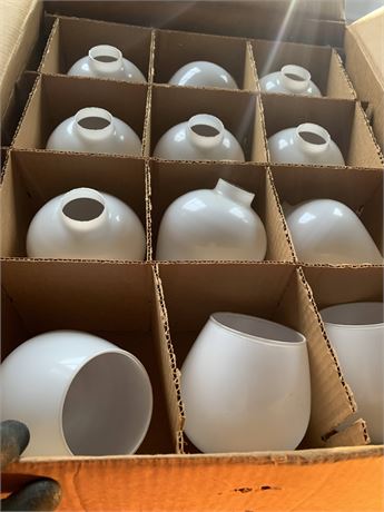 Opal White Glass Globe Replacement Lamp Shade Lot - 3 Boxes Total