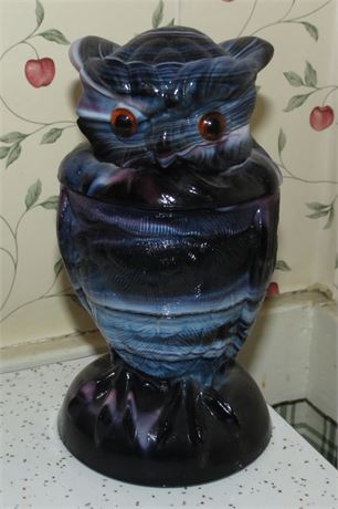 Vintage Imperial Purple Slag Glass Owl Candy Dish