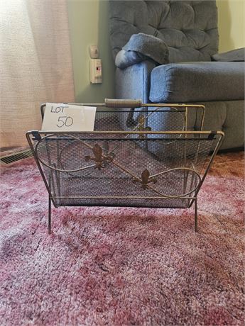 Vintage Metal Mesh Magazine Rack