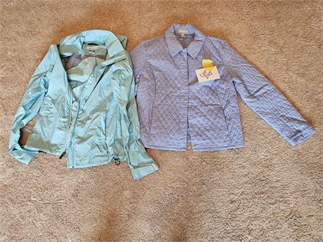 Ladies Teal Columbia Wind Breaker & Blue Nordstrom Quilted Spring Jacket