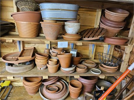 Flower Pot Cleanout :  Different Size Clay Pots & More