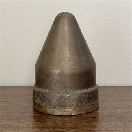 WW2 Era Solid Brass Nose Cap Fuze Protector - 6"H x 4"D