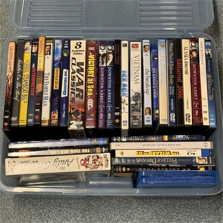 Mixed Lot of DVD's in Storage Tote