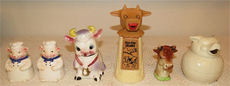 Pigs, Cows: Salt & Pepper Shakers, Creamers, Etc