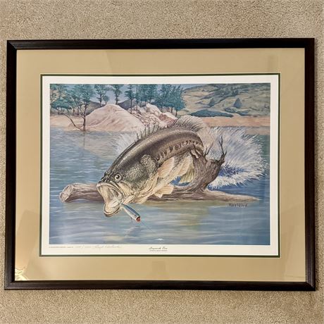 Lloyd Hovland 514/1000 LE "Largemouth Bass" Framed Art - 32.5 x 26.5"