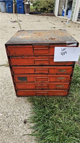 Vintage Red Metal Hardware Caddy/Storage