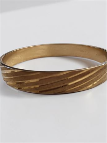 Vintage Monet Gold-Tone Diagonally Ribbed Bangle Bracelet