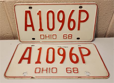 Pair of 1968 Ohio LicensePlates