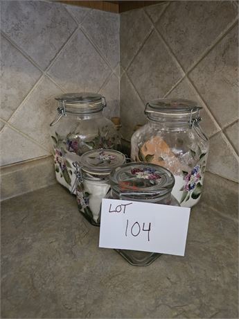 Hand Painted Glass Canister Set