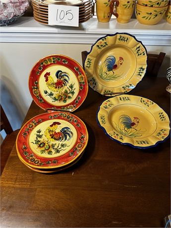 Rooster/Hen Decor Plates