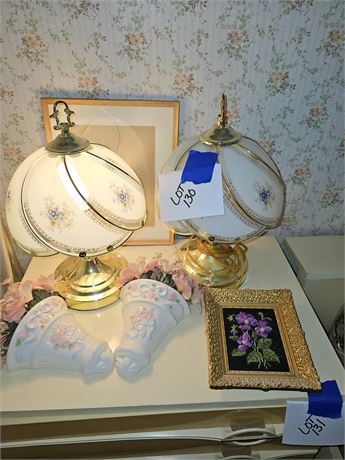 Mixed Decor Lot: Touch Lamps / Wall Pockets & More