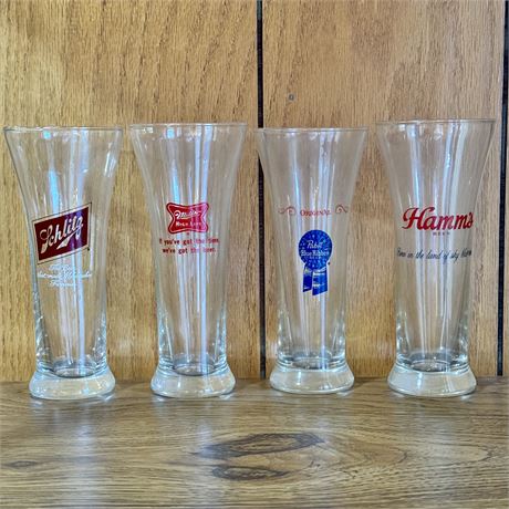 Set of 4 Beer Advertising Pilsner Glasses