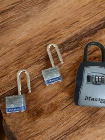 Master Lock Lot - Lock Box (No Combination) Two Locks (No Keys)