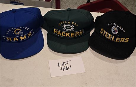 Mixed NFL Ball Caps- Steelers, Rams, & Packers