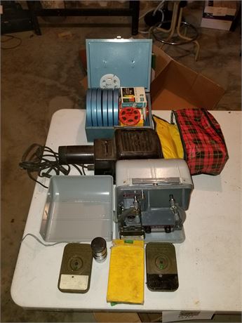 Projector & Mixed Film Lot- 16mm, Avigo Vue Editor For 8mm, 8mm Film Reels &More