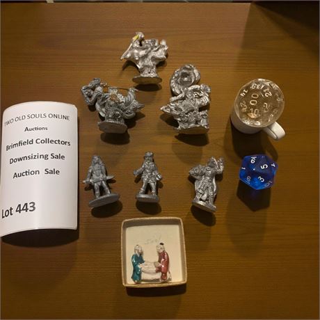 Unpainted Pewter Miniature Figurines, Chinese Mudman Figurine, d20 Die