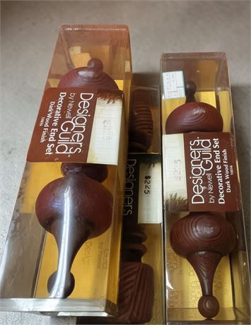 The Designers Guild by Newell Decorative Wooden Finials Drapery Rod Ends (Lot)