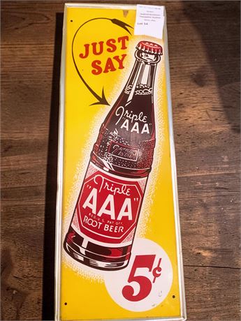 Triple AAA Root Beer Tin Advertising Sign