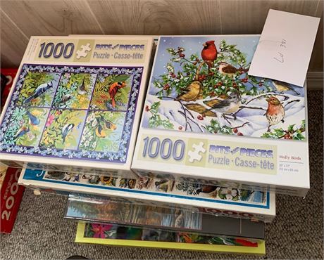 Lot Of Bird Themed Jig Saw Puzzles Cardinals State Birds Eagles Tropical