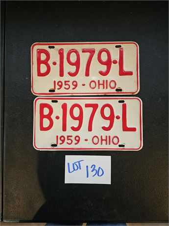 Vintage 1959 Ohio License Plate Set