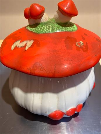 Vintage Ceramic Mushroom Cookie Jar or Storage Canister