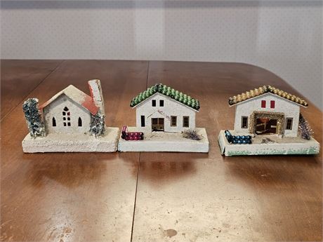 Vintage Japan Cardboard Putz Christmas Villa Houses