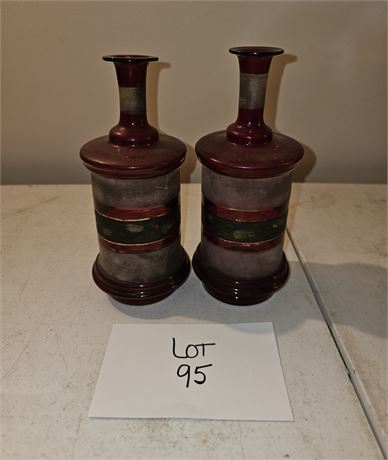 Late 1800's Black Mountains Bohemian Barber Bottles