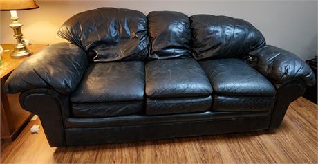 Leather Couch- Dark Navy Blue/Almost Black,  Soft & Comfy