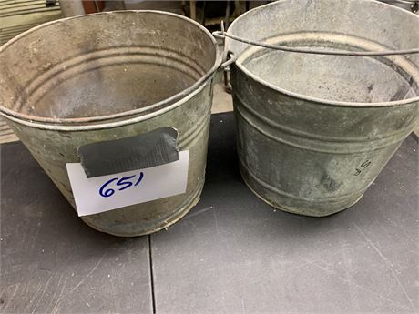 Galvanized Metal Buckets Lot of 2