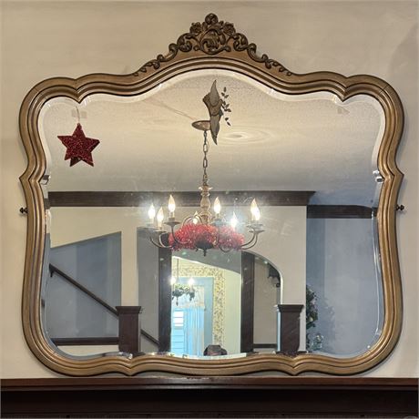 Large Antiqued Gold Wood Framed Wall Mirror -43" x 43" Dimension are approximate