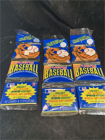 1991 Fleer Baseball Card Retail Packs 3 Unopened packs