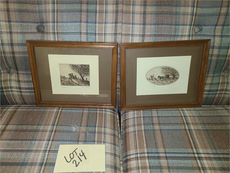 (2) Signed Ed Gifford Black & White Prints "The Big" & "Meeting"