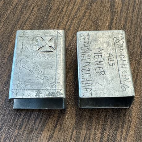 WWI Era Militaria Matchbook Covers Trench Art Inscribed